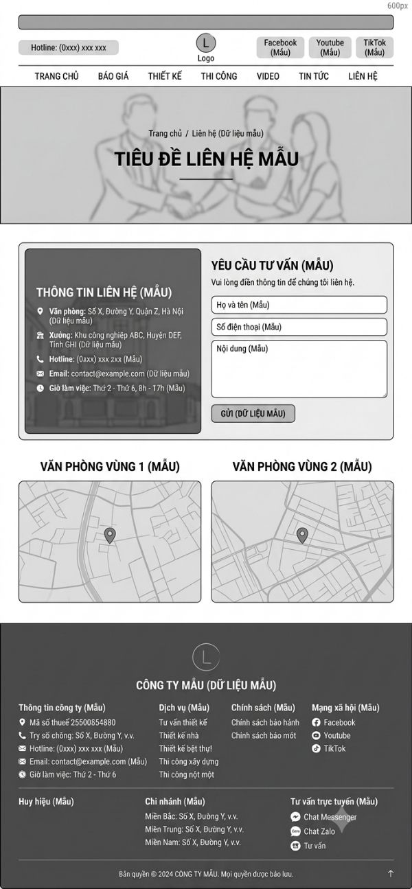 Mẫu trang liên hệ cho công ty xây dựng