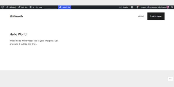 Giao diện website WordPress vừa được tạo