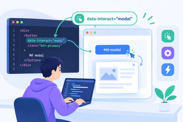 Hệ thống directive gắn trực tiếp vào markup