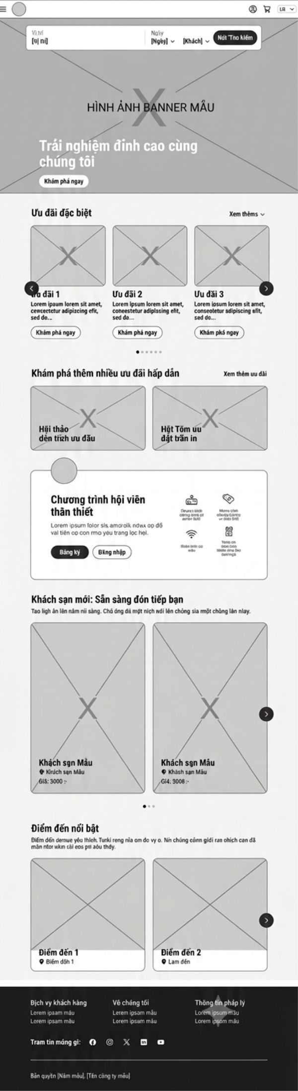 Mẫu trang chủ cho khách sạn