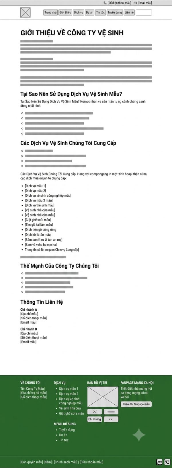 Mẫu trang giới thiệu cho công ty vệ sinh