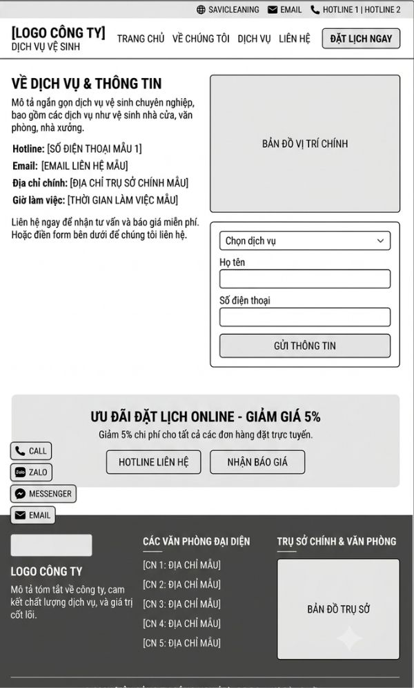 mẫu trang liên hệ cho công ty vệ sinh